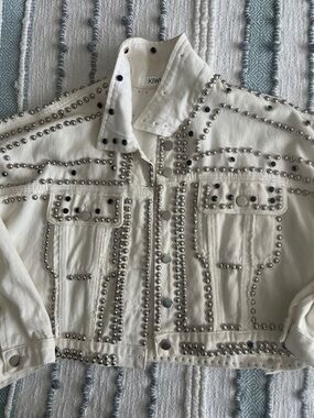 Kiwi White Studded Denim Trucker Jacket